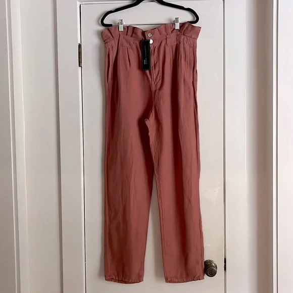 NWT. Veronica Beard Karter Paperbag Linen Blend Crop Pants in Mocha Size 8 - Picture 8 of 9